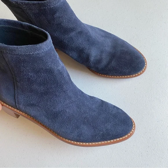 Loeffler Randall Size 6 Navy Blue Suede Leather Almond Toe Zip-up Ankle Bootie - Picture 2 of 7